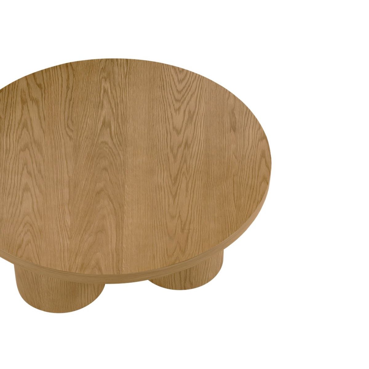 Table basse ronde en placage, AMANZA marron clair, BOBOCHIC