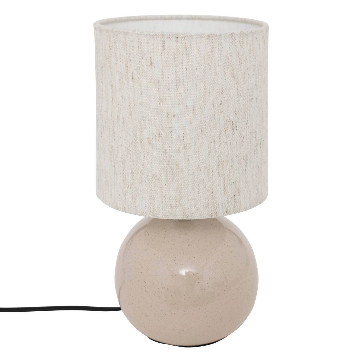 Lampe à poser grès abat-jour coton GAIA beige, ATMOSPHERA