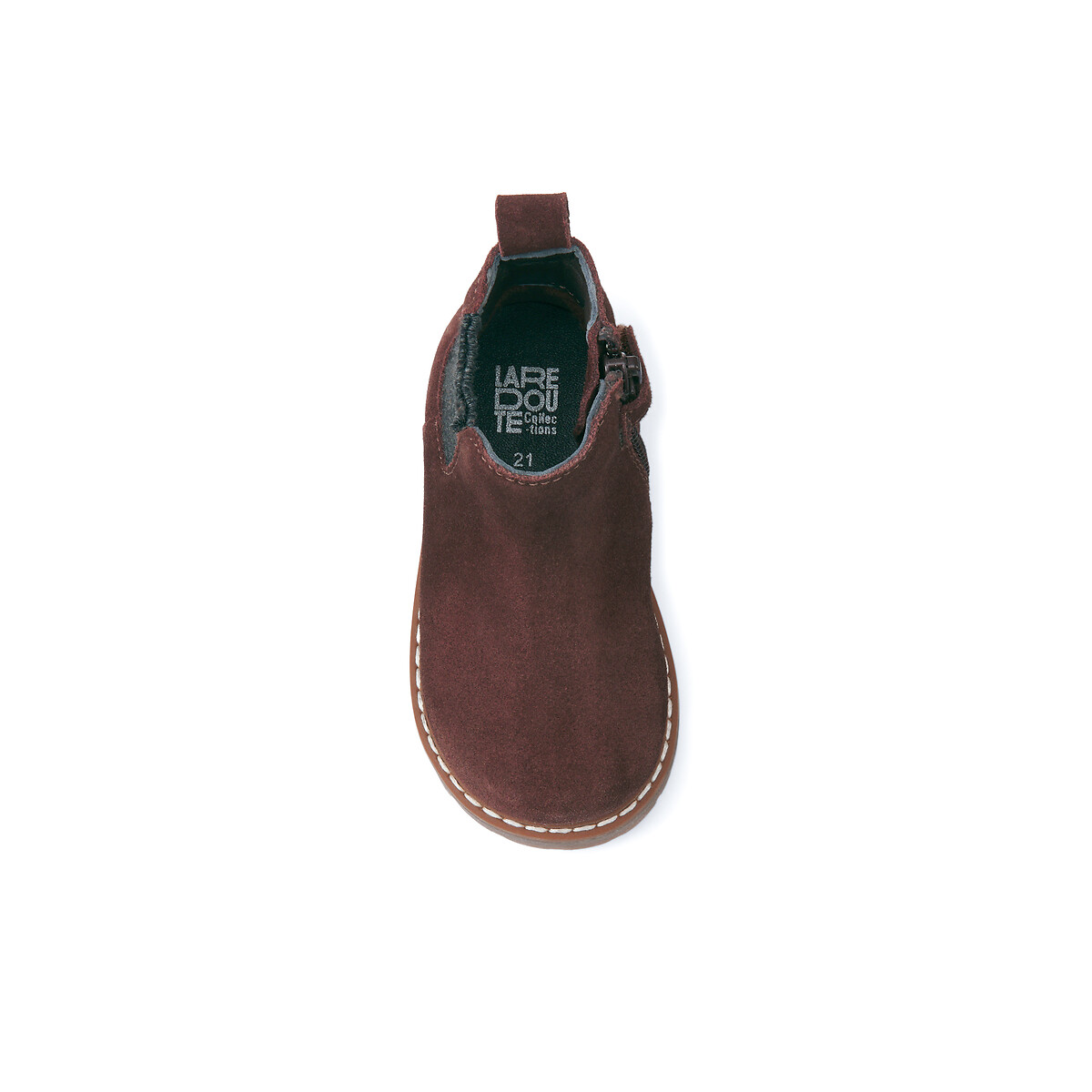 Kids' Suede Chelsea Boots with Zip Fastening brown, LA REDOUTE COLLECTIONS