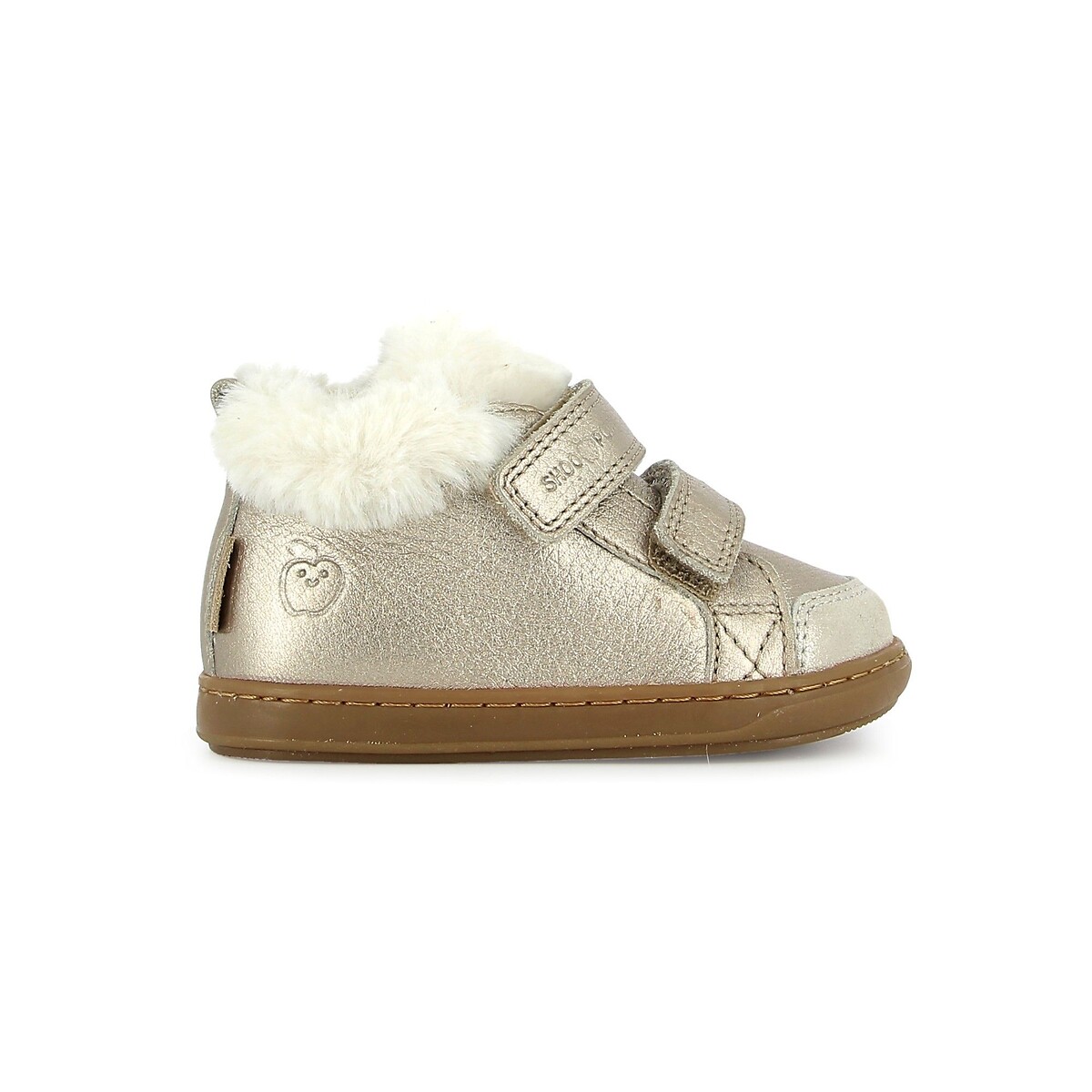 Gevoerde sneakers met klittenband, BOUBA SCRATCH WOOL goudkleur, SHOO POM