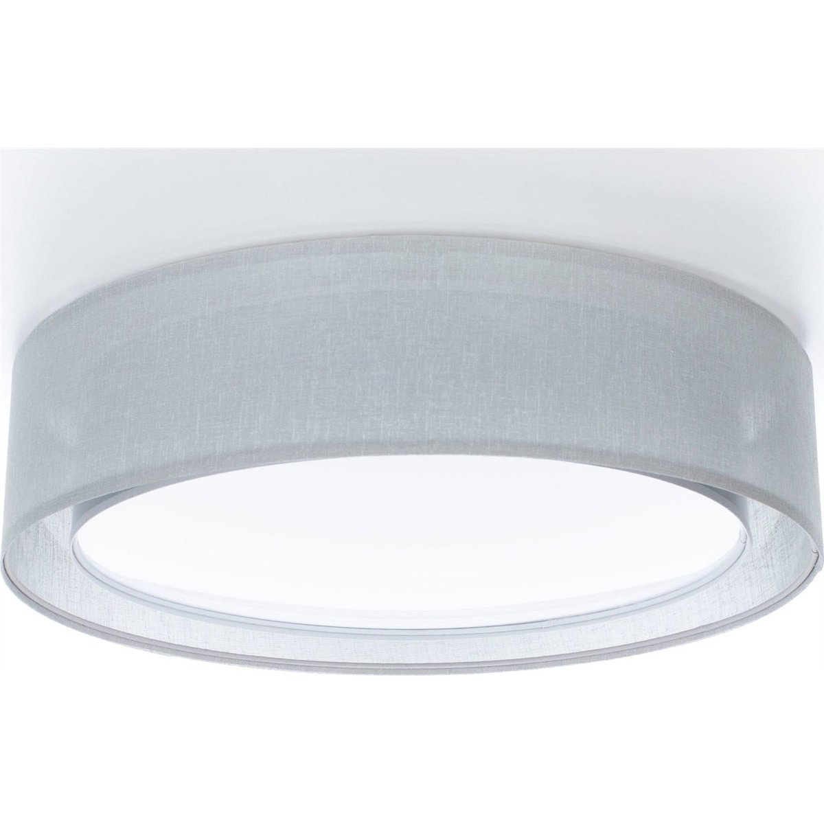 Plafonnier rond en tissu double couche Puro gris tissu translucide naturel, BPS KONCEPT