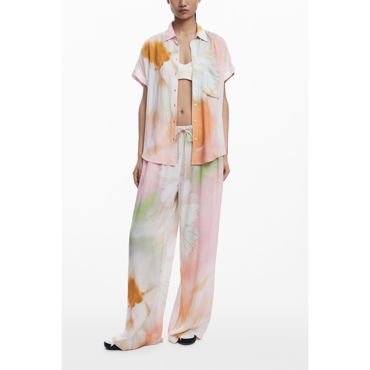Chemise à manches courtes aquarelle blanc, DESIGUAL