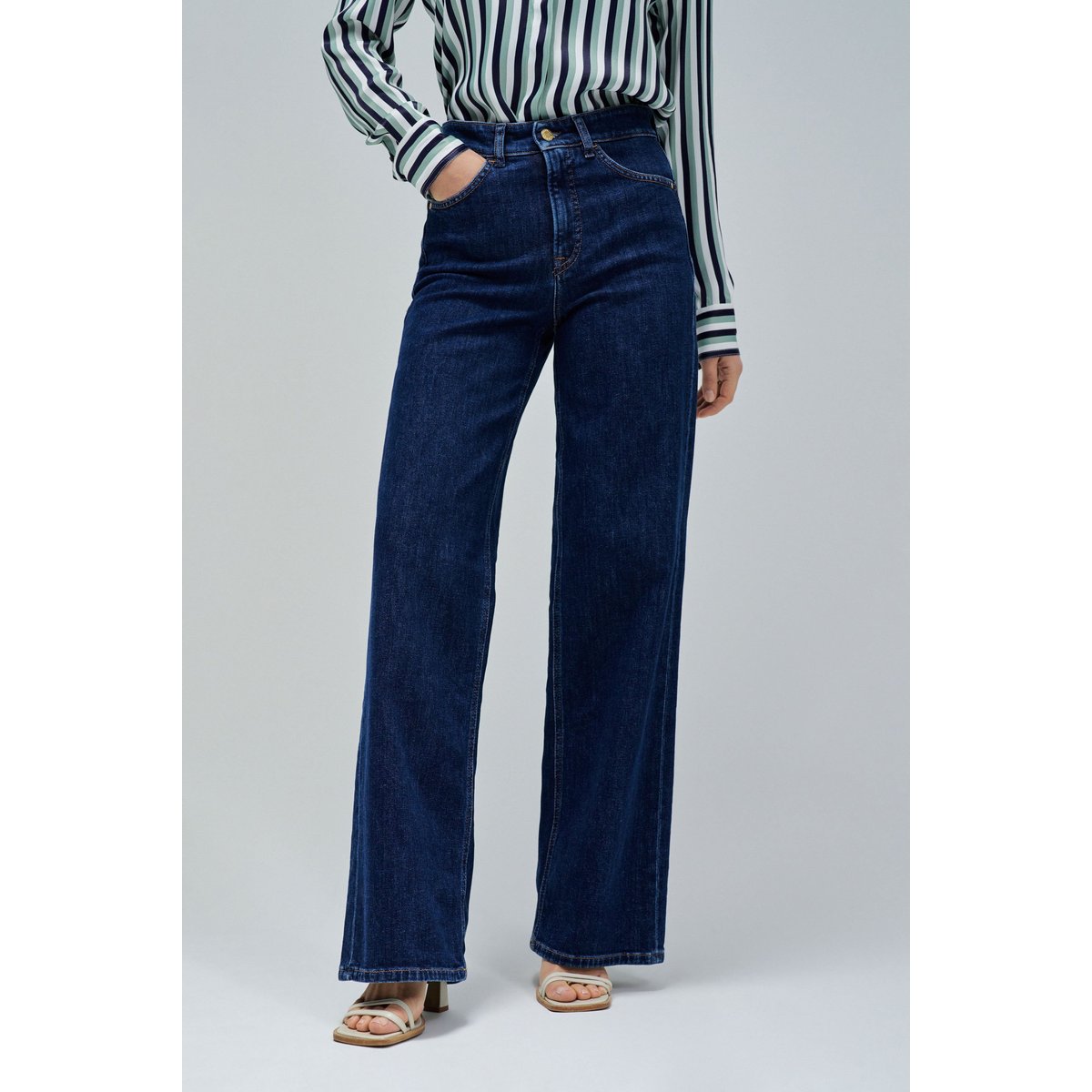 JEAN FAITH PUSH IN WIDE bleu denim, SALSA JEANS