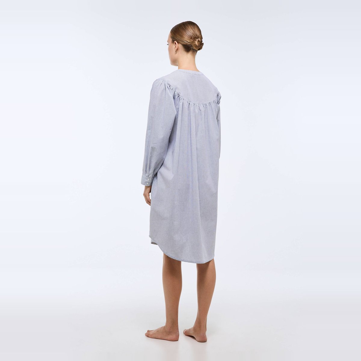 Chemise de nuit à carreaux en coton BIO GOTS penombre, MONOPRIX