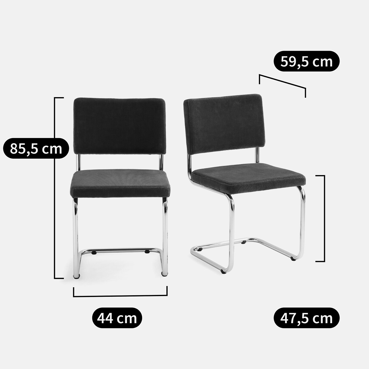 Lot de 2 chaises cantilever en velours, Sarva beige, LA REDOUTE INTERIEURS