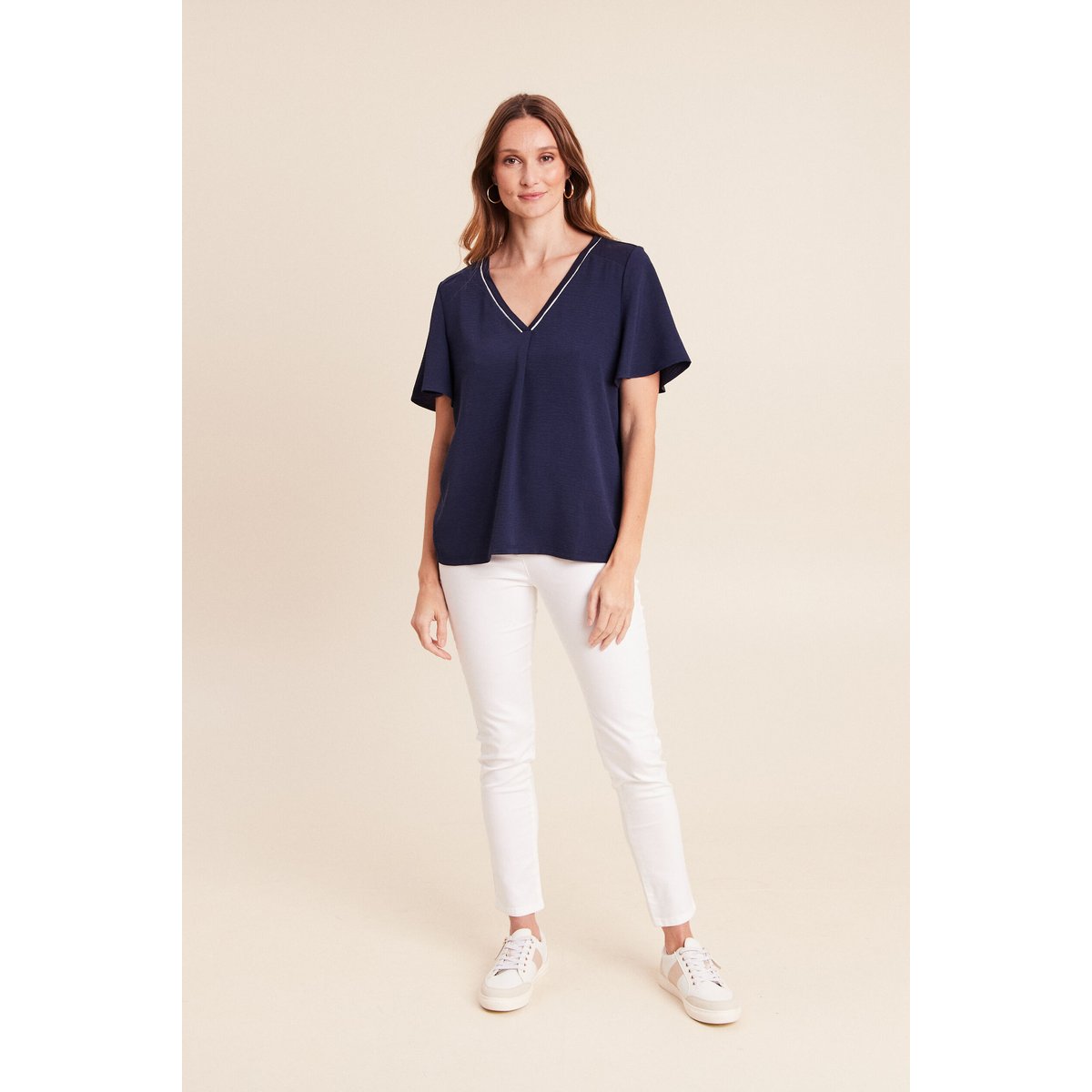 T-shirt bi-matière manches courtes bleu marine, BREAL
