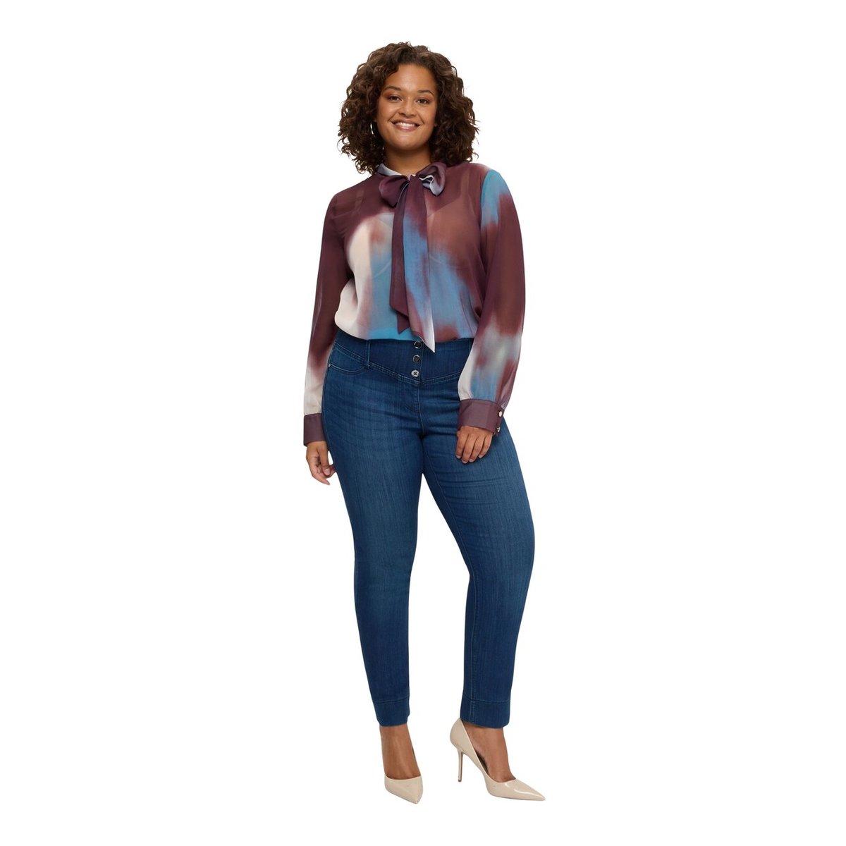 Jeggings bleu avec boutons décoratifs bleu, FIORELLA RUBINO