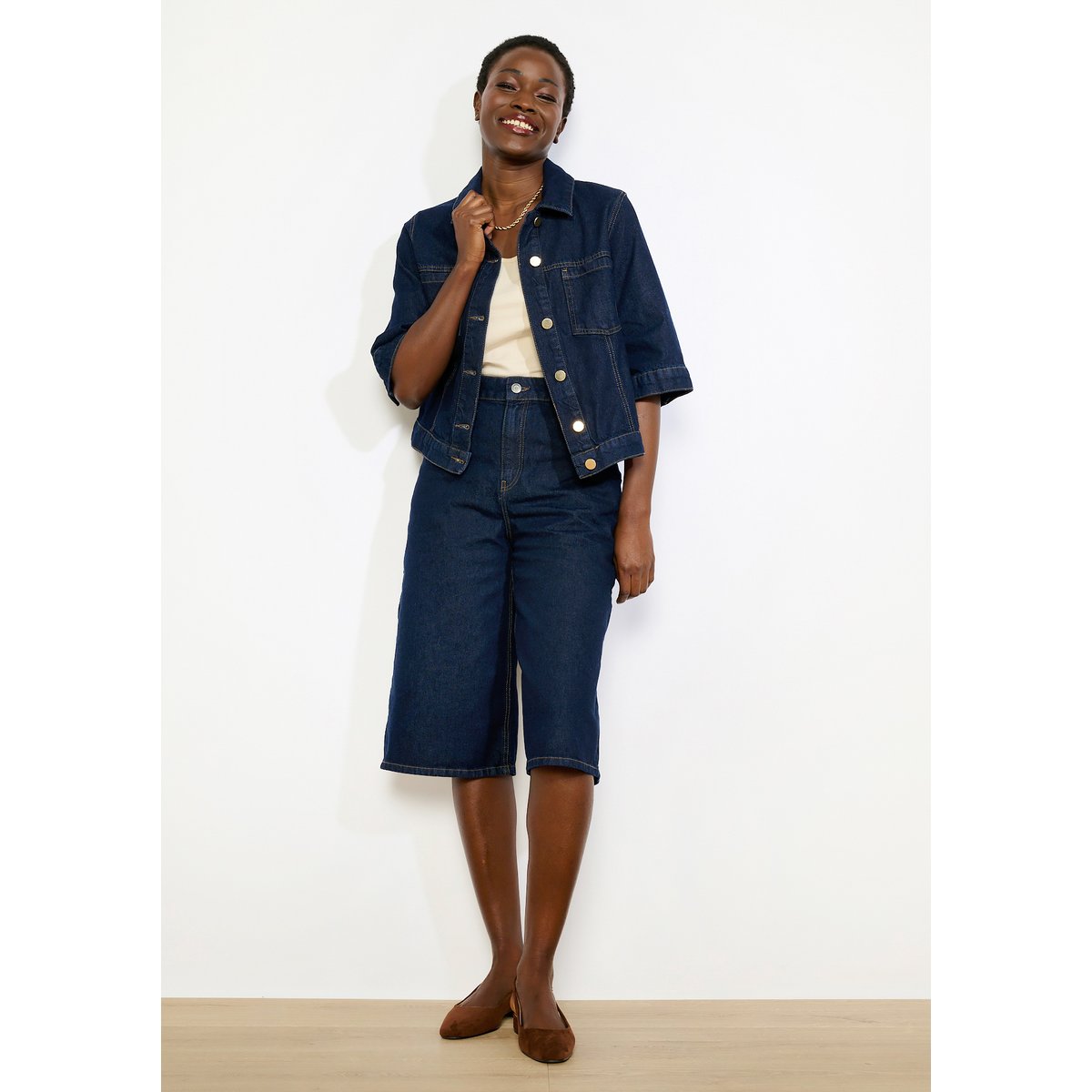 Veste courte en denim dark blue, LOLALIZA