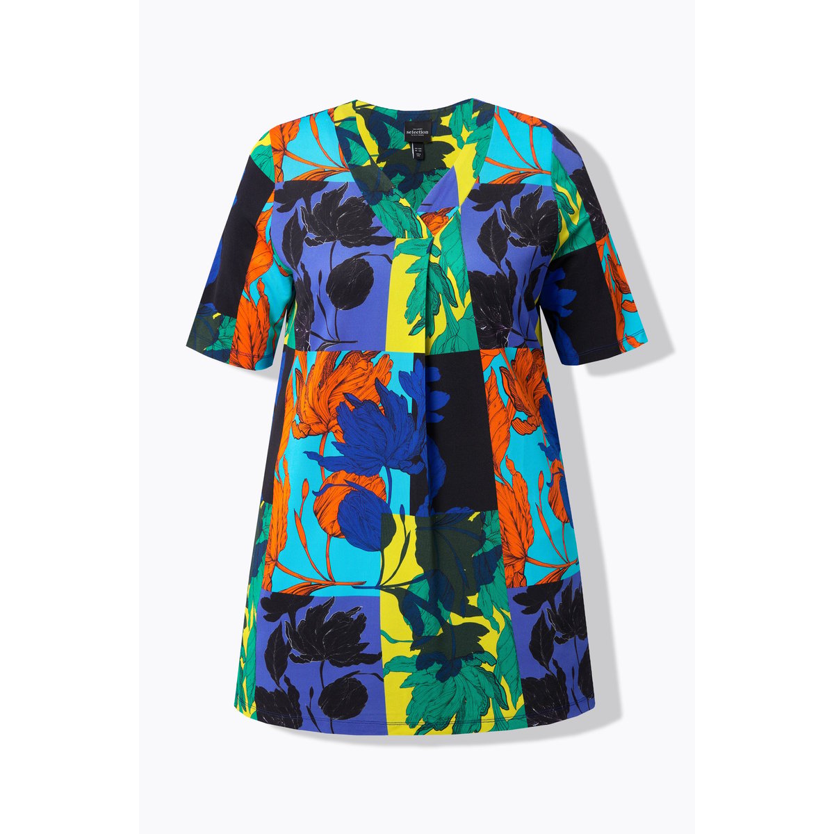 T-shirt au tombé fluide, motif feuilles fuchsia, ULLA POPKEN