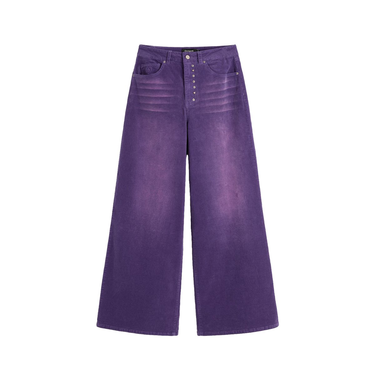Pantalon en microvelours à jambe large rouge, DESIGUAL