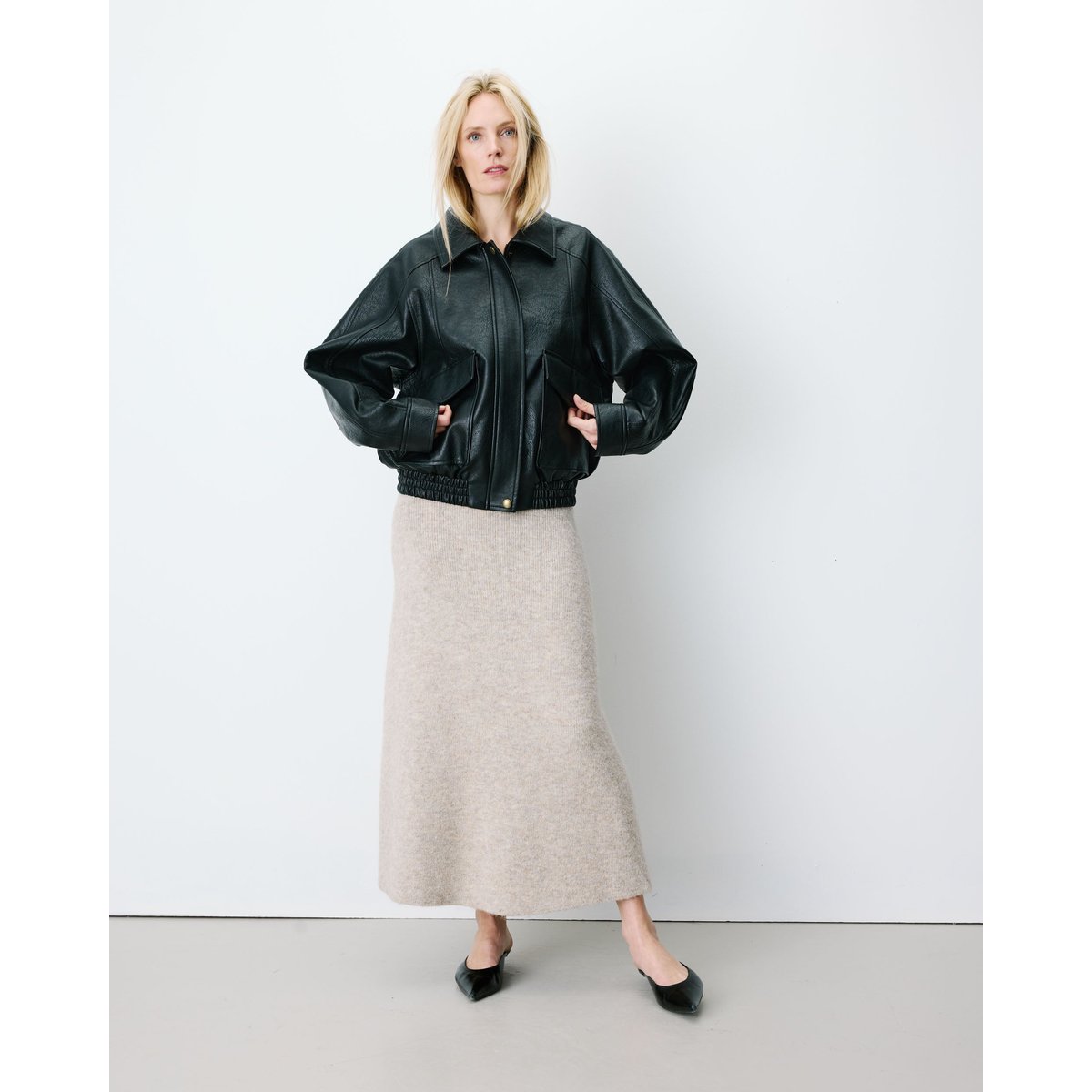 Blouson oversize similicuir à poches noir Axel noir, GRACE & MILA