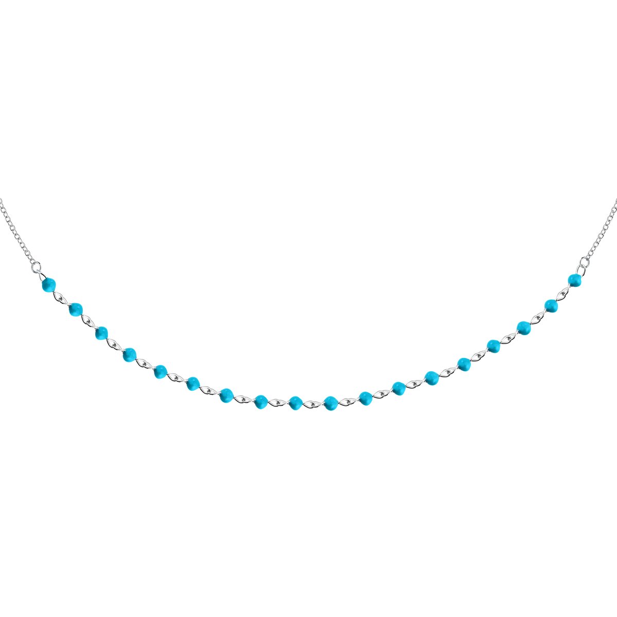 Collier en acier, cristaux, SILVER argent, bleu, LA PETITE STORY
