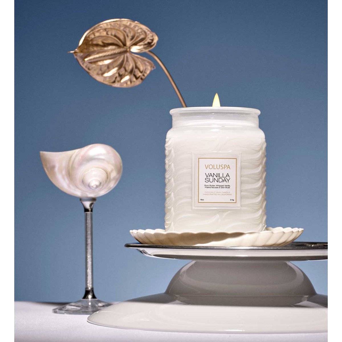 Vanilla sunday - bougie parfumée - grand modèle blanc, VOLUSPA