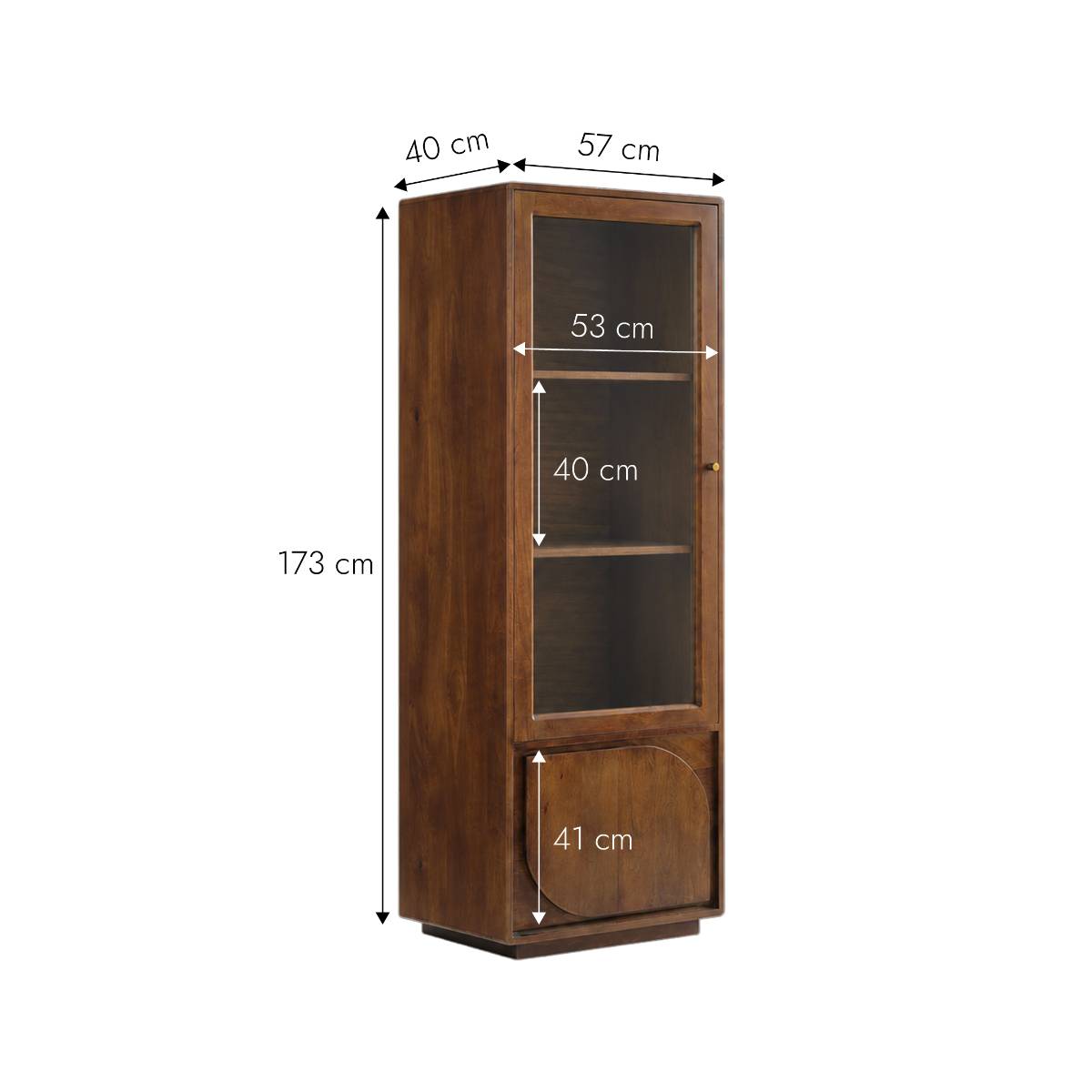 Vitrine en bois de manguier LAURENT bois foncé, MADE IN MEUBLES