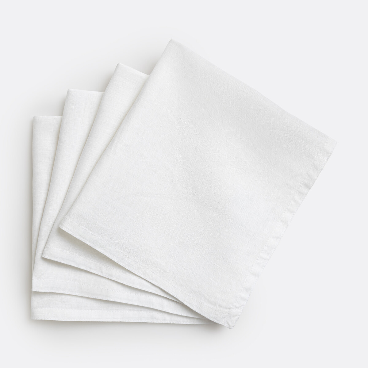 Lot de 4 serviettes de table lin lavé Victorine blanc, LA REDOUTE INTERIEURS