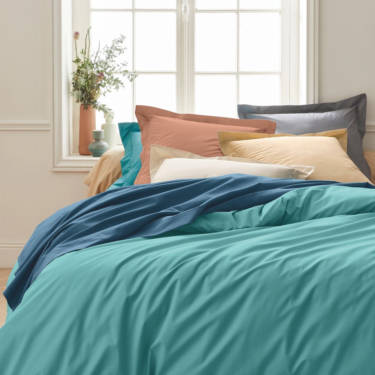 Drap housse 100% percale beige, TRADILINGE