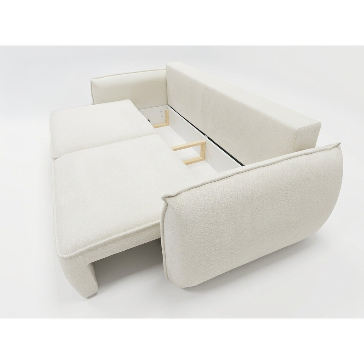 Canapé droit convertible 3 places en tissu chenille, ESMEE blanc, BOBOCHIC