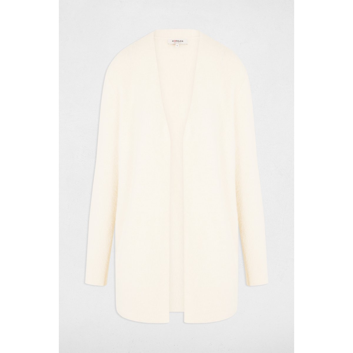 Gilet long maille duveteuse ivoire, MORGAN