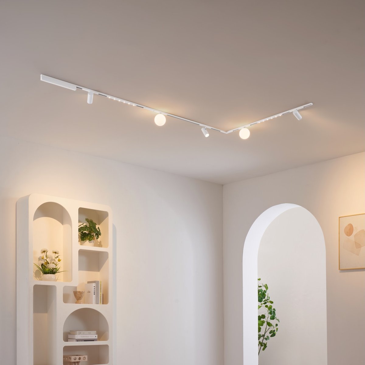 Kit 3 rails L LED spots + boules - LYNE blanc, KOSILUM