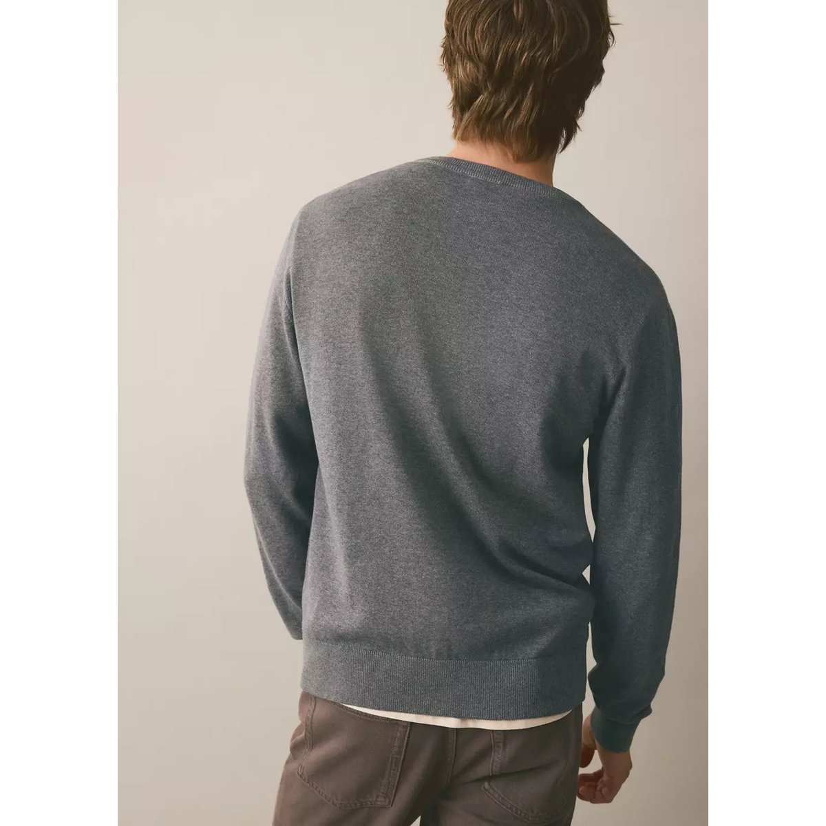 Pull-over maille coton gris chiné moyen, MANGO TEEN