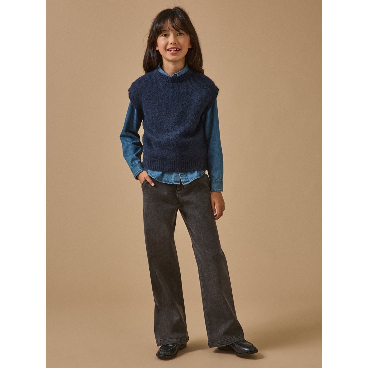 Pull sans manches laine et alpaga marine, CYRILLUS