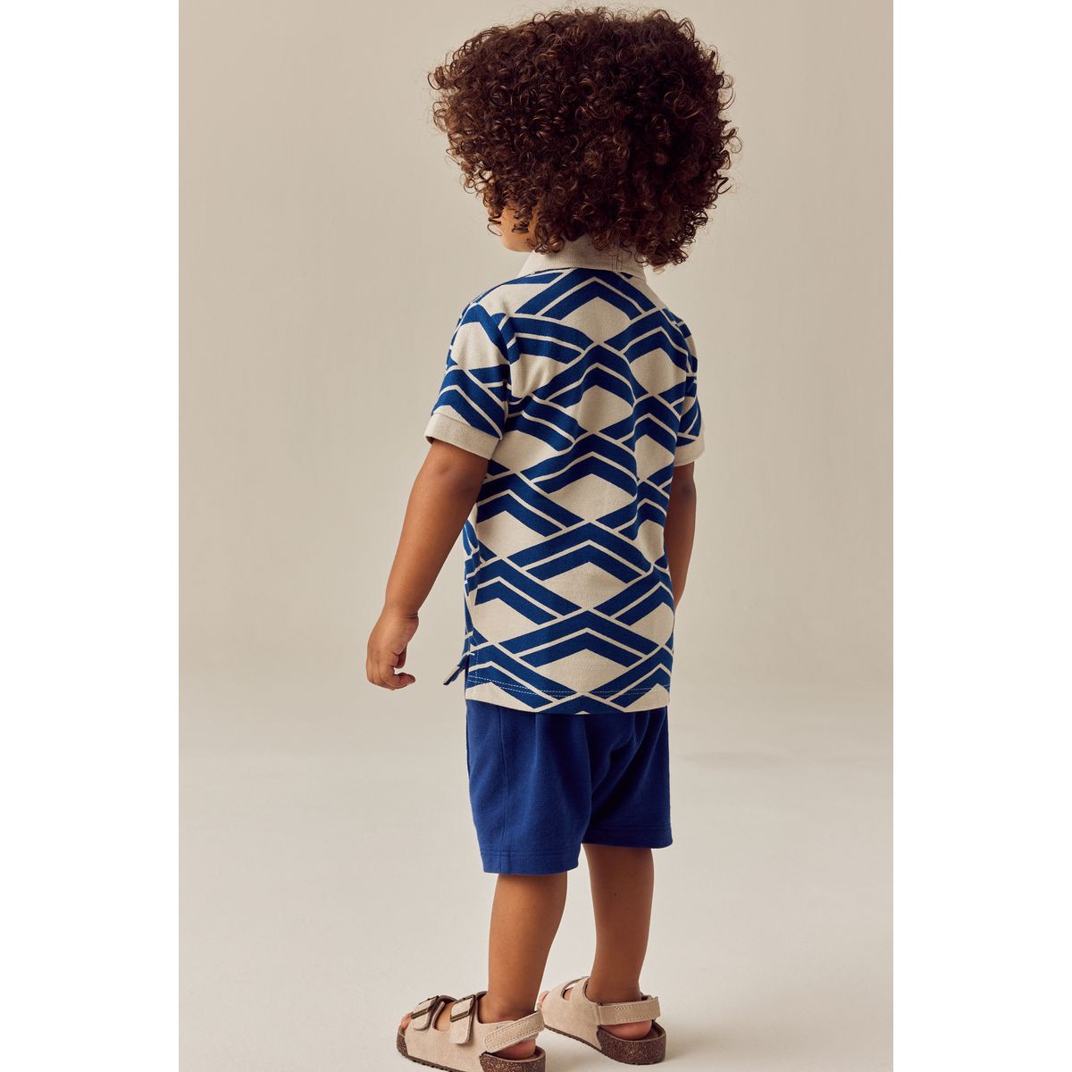 Ensemble polo à manches courtes et short impression abstraite bleue, NEXT