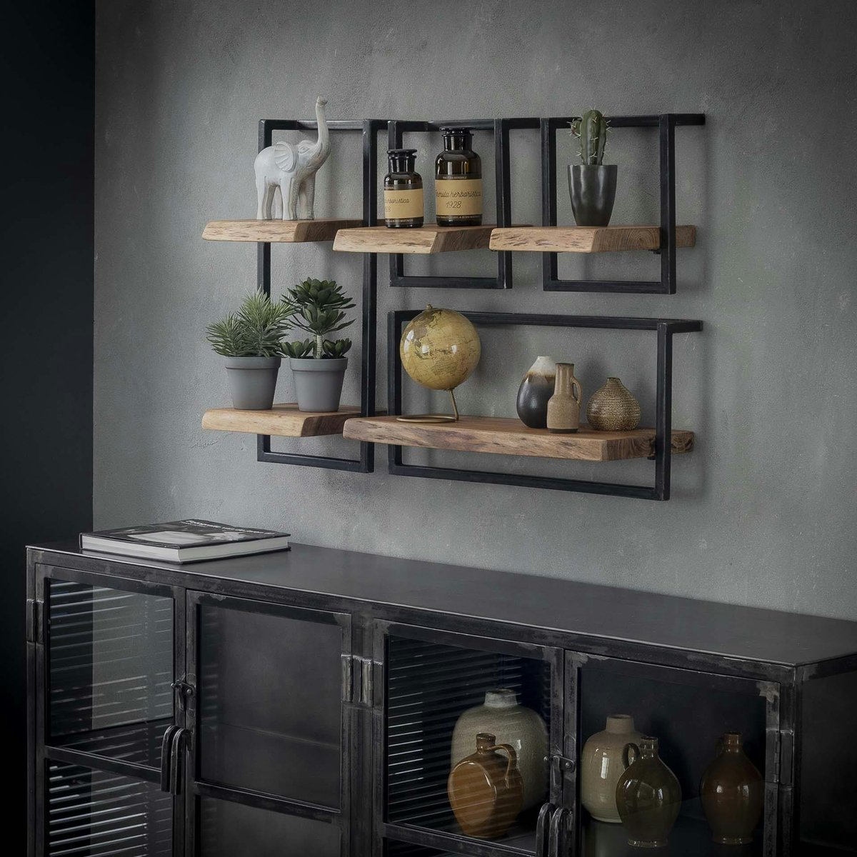 Etagère murale moderne bois et métal 30 cm MELBOURNE bois naturel, PIER IMPORT