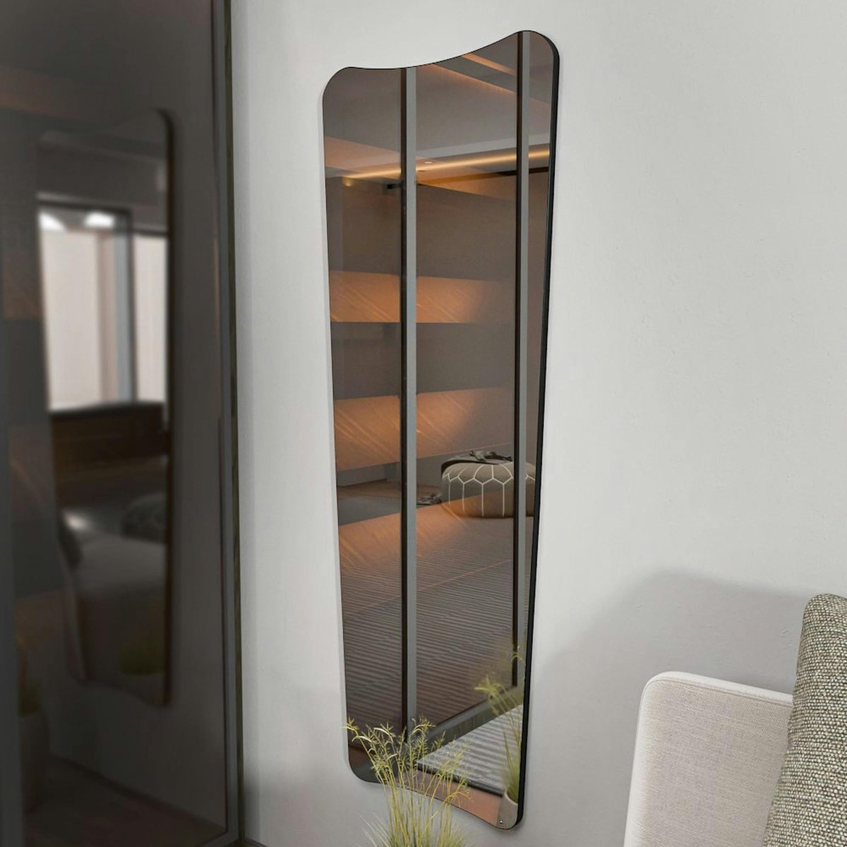 Grand miroir plein pied noir, mural ou à poser noir 150 cm CODY noir, PIER IMPORT