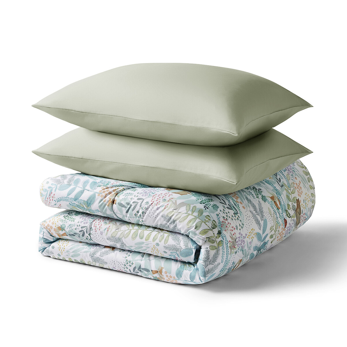 10.5 Tog Into The Woods Coverless Duvet and Pillowcase Set green, NIGHT LARK