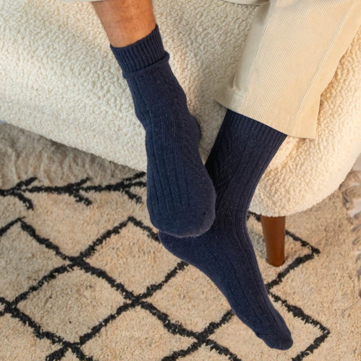 Chaussettes en LAINE bleu marine, BILLYBELT