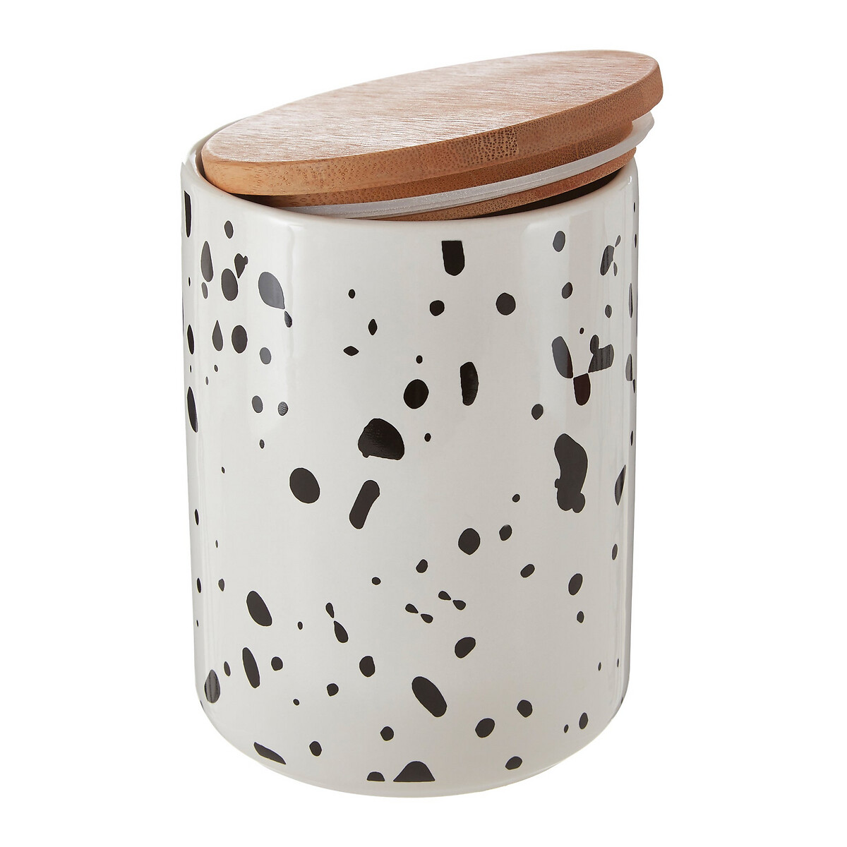Large Black Speckled Storage Canister white, SO'HOME