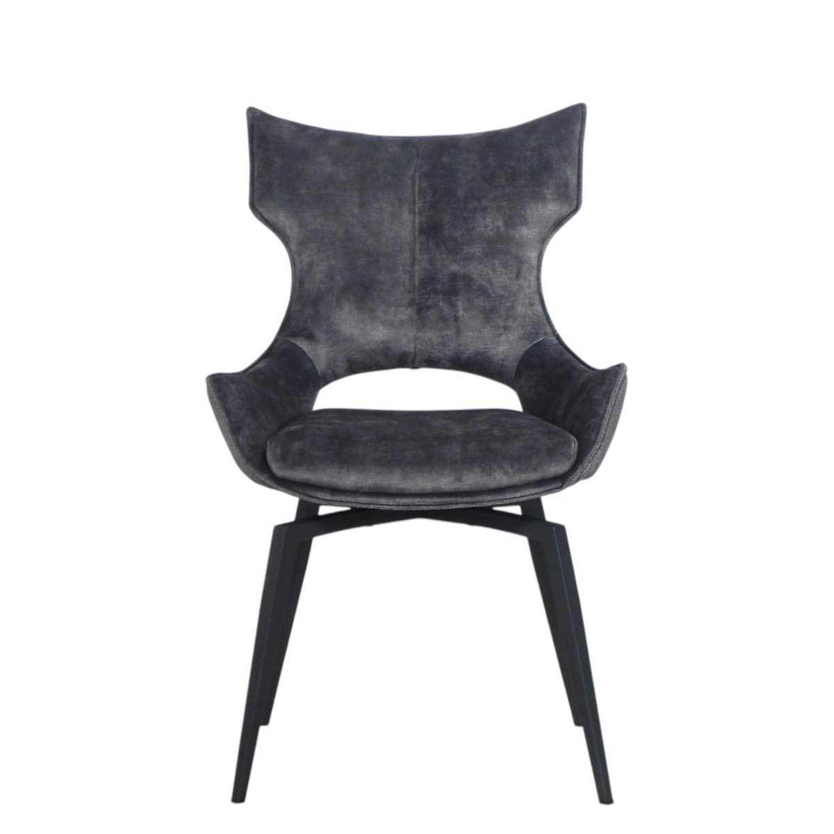 Chaise pivotante gris anthracite bi-matière, dossier en T (lot de 2) LOMBARDIE anthracite, PIER IMPORT