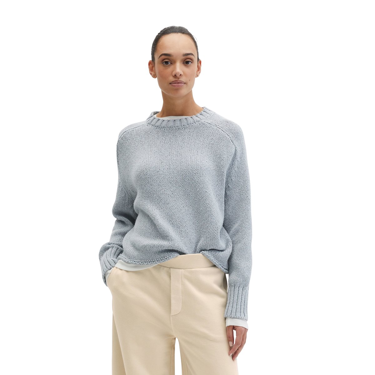 Pull oversize en coton mélangé de haute qualité gris, MARC O'POLO