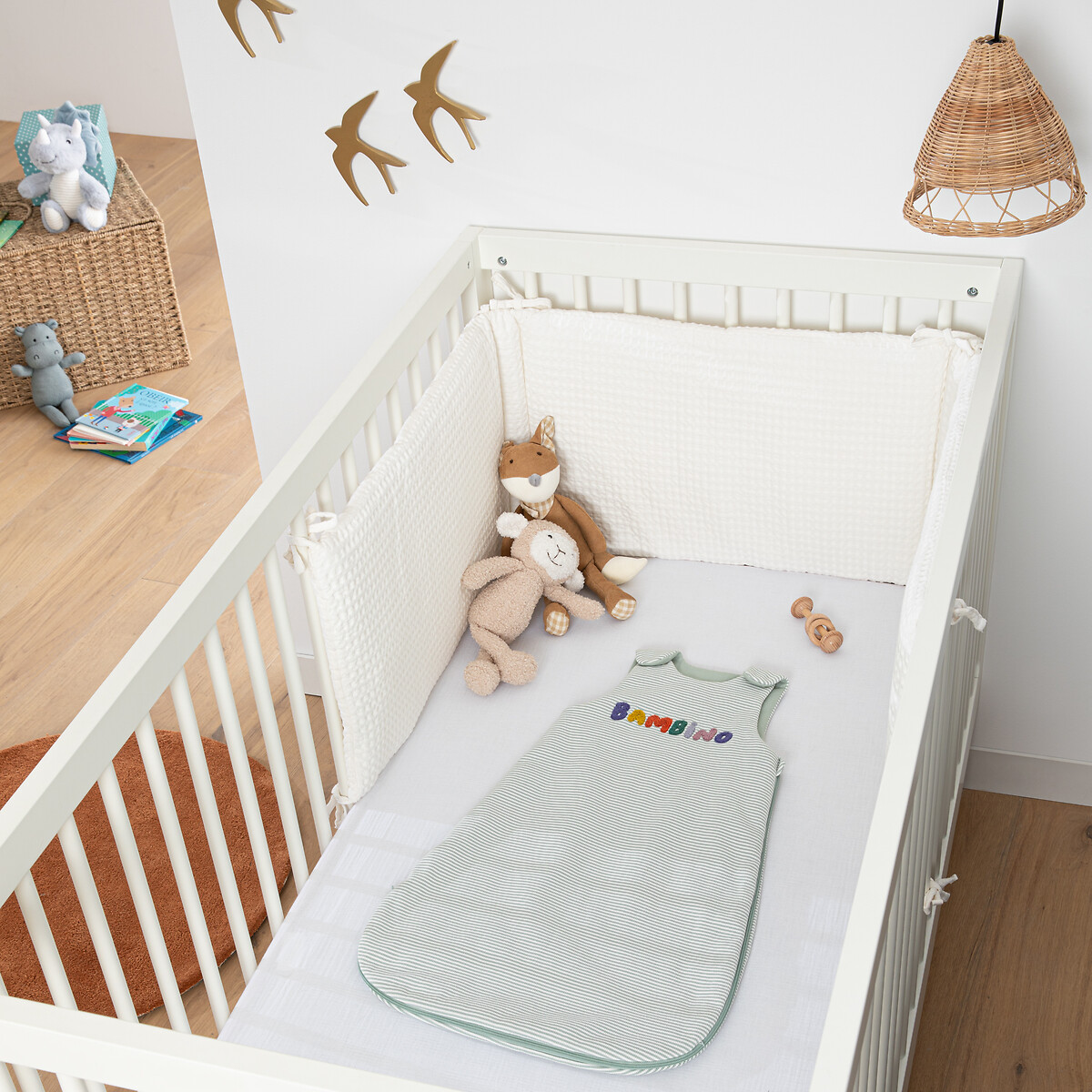 Bambino Baby's Sleeping Bag in Striped Jersey ecru/green, LA REDOUTE INTERIEURS