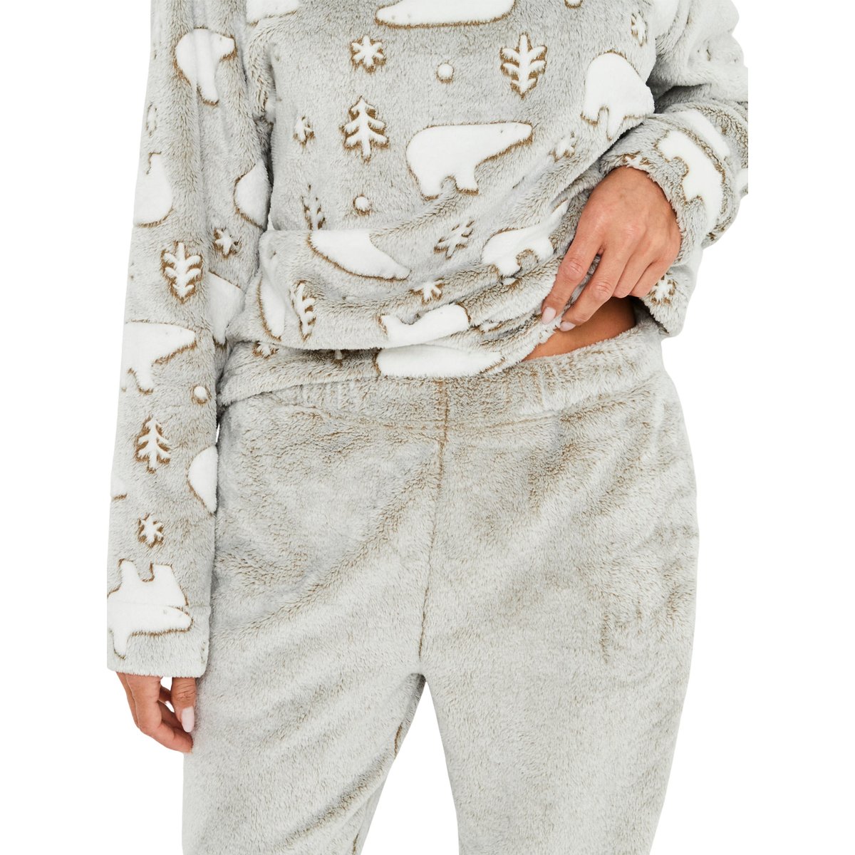 Pyjama polaire pantalon top manches longues Artic gris, SELMARK