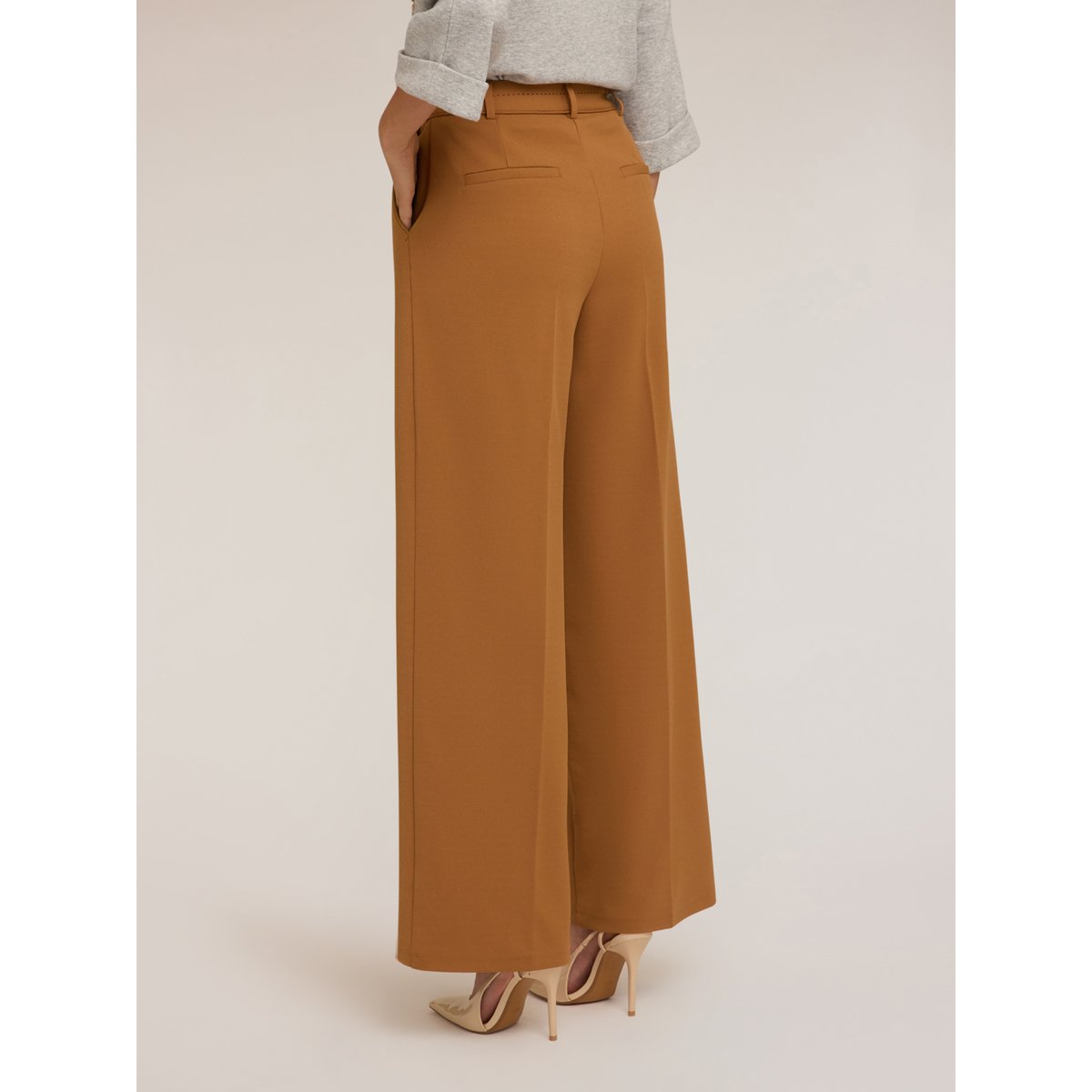 Pantalon avec surpiqûres marron, MOTIVI