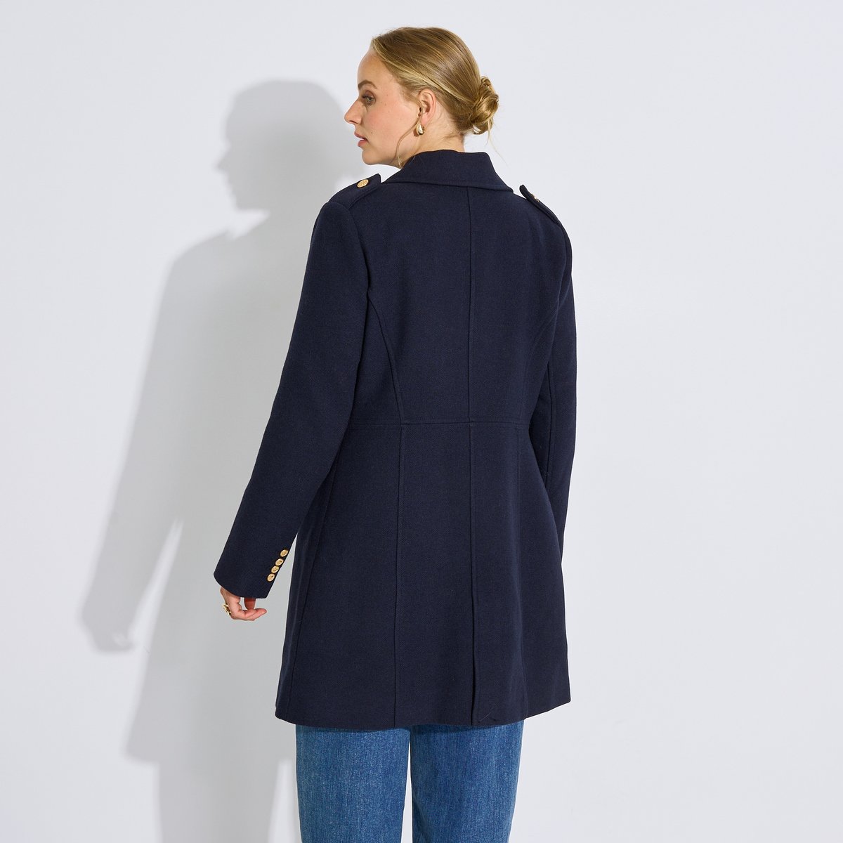 Manteau caban officier bleu marine, GRAIN DE MALICE