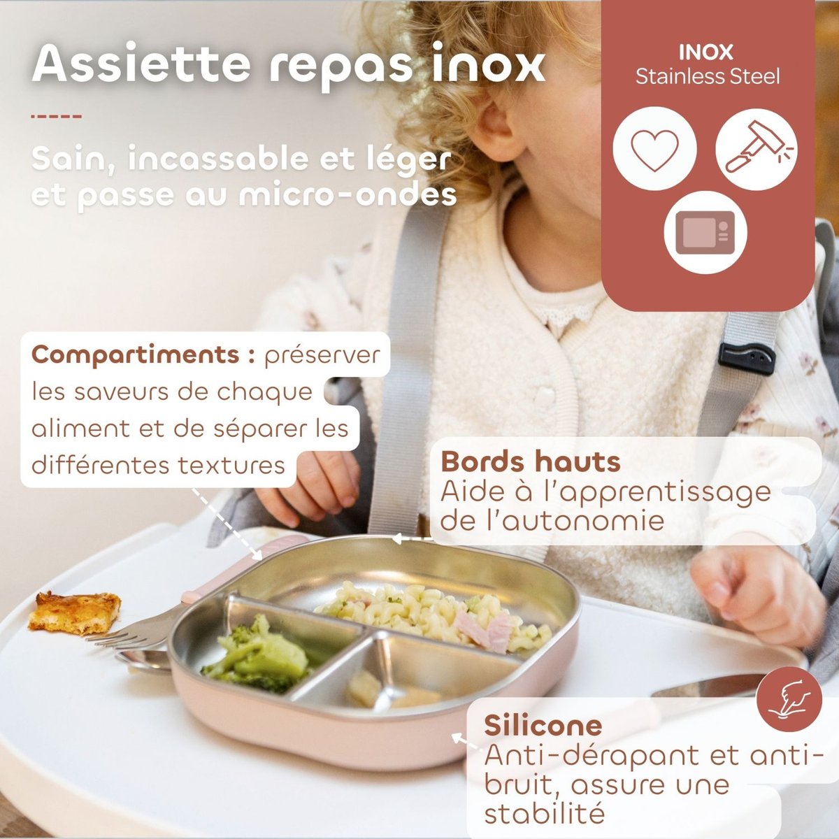 Assiette compartimentée barbe à papa, BEABA
