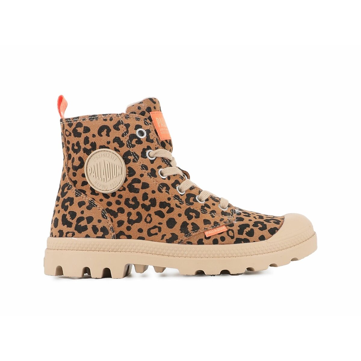 Gefütterte Leder-Schnürboots Pampa Hi Zip Wool Leo leopardenmuster, PALLADIUM