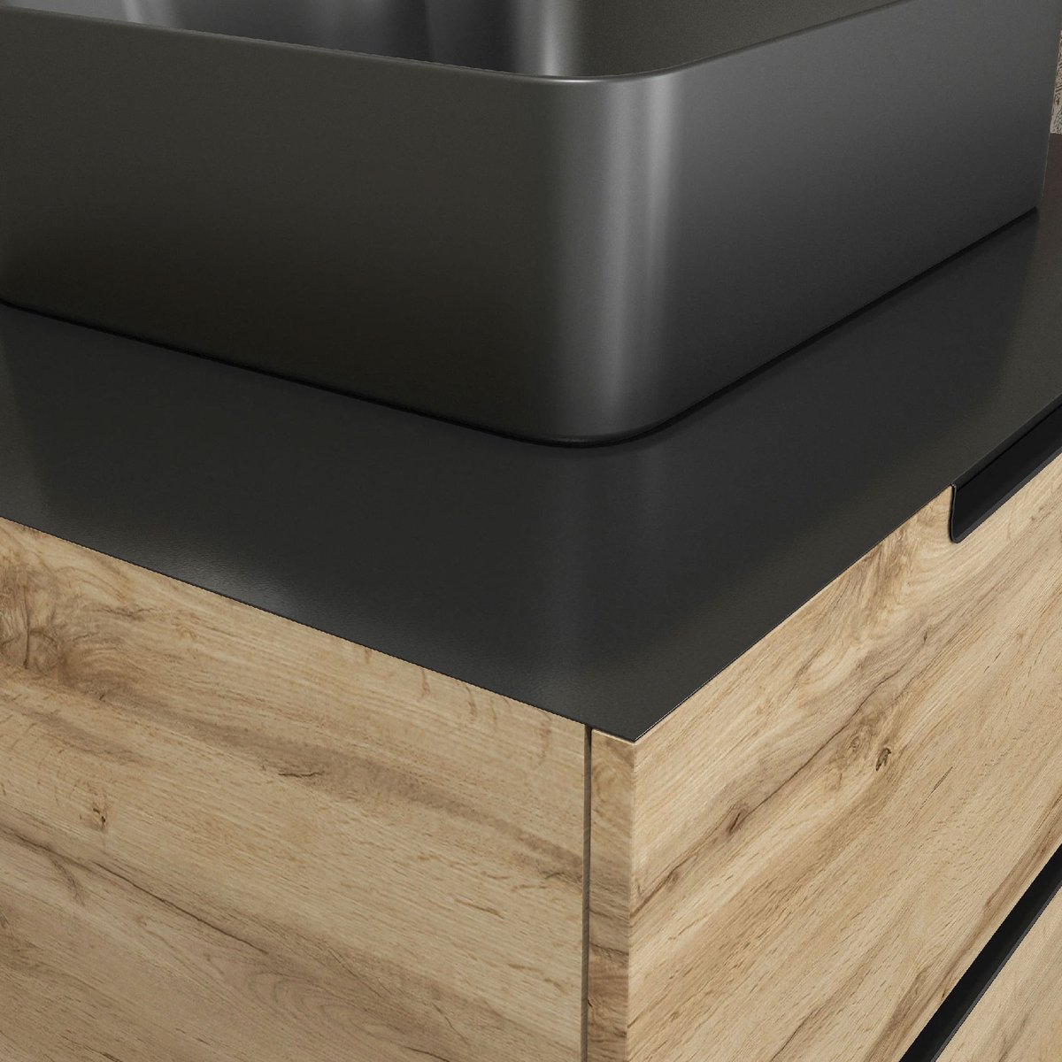 Meuble de salle bains avec vasque et miroir au style authentique naturel, HOME MAISON