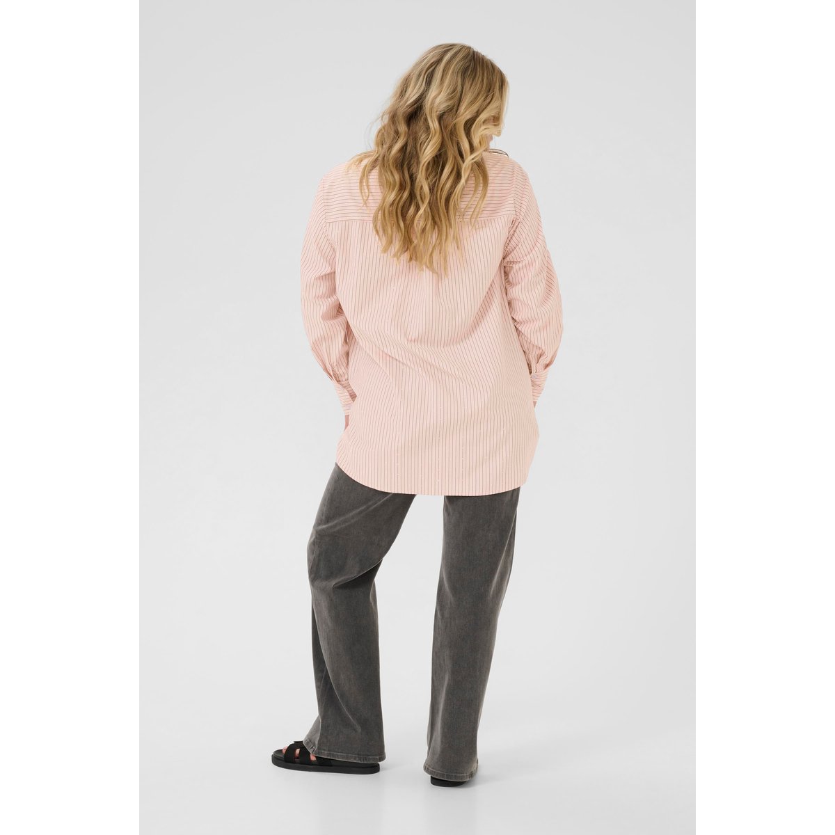 Chemise à manches longues rose lotus stripe, KAFFE CURVE