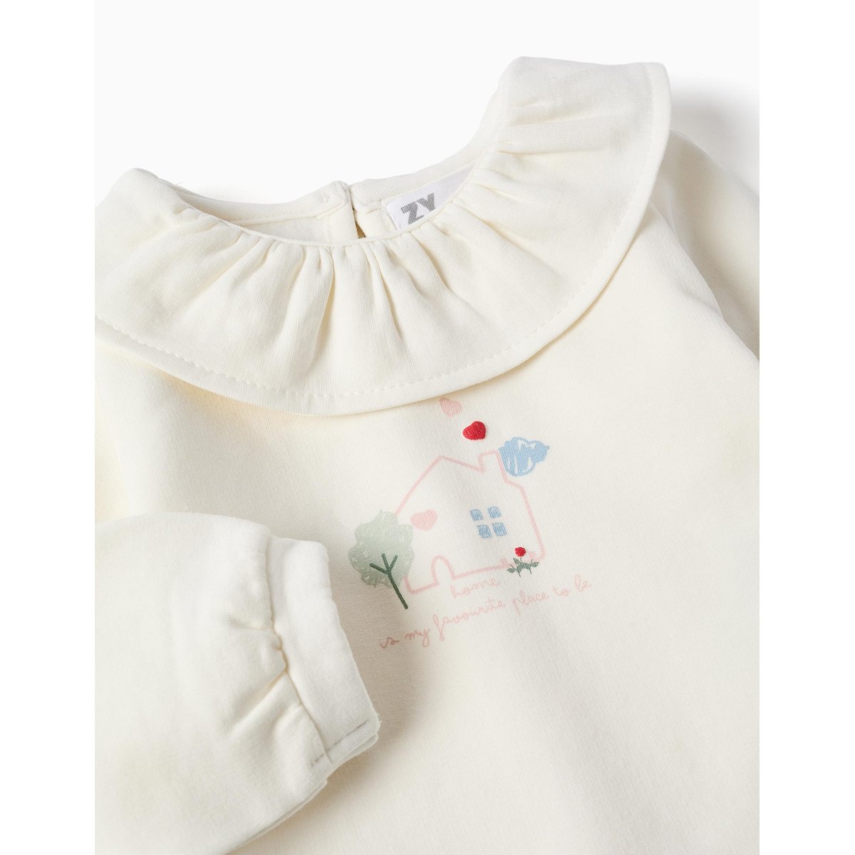 Sweat en coton peigné avec imprimé maison blanc, ZIPPY