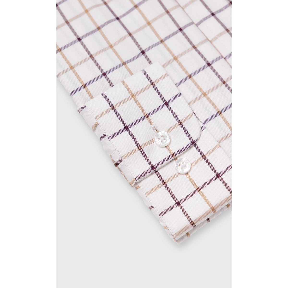 Chemise Confort fit à carreaux beige, ACROSS
