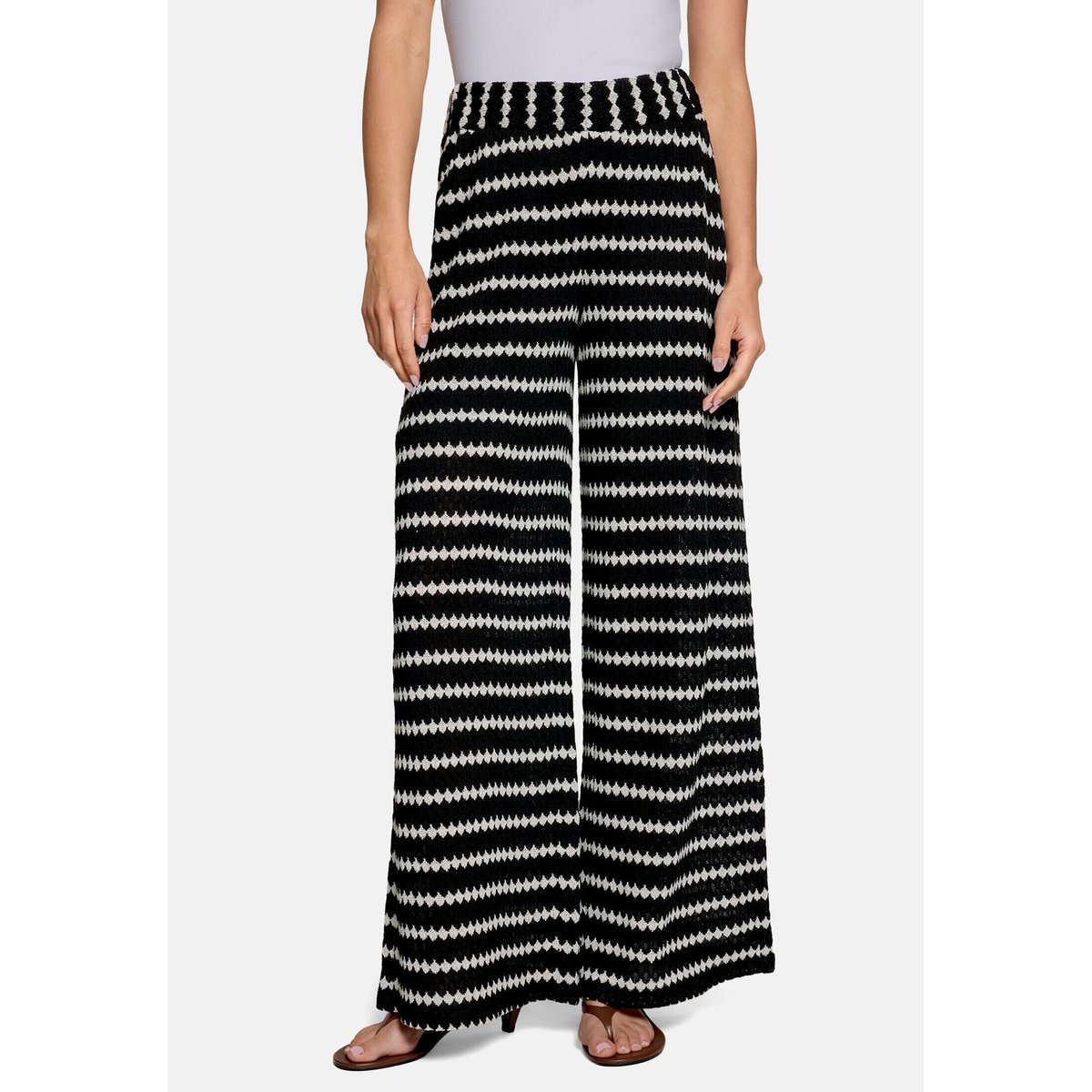 Pantalon à enfiler de coupe droite black/cream, ZERO