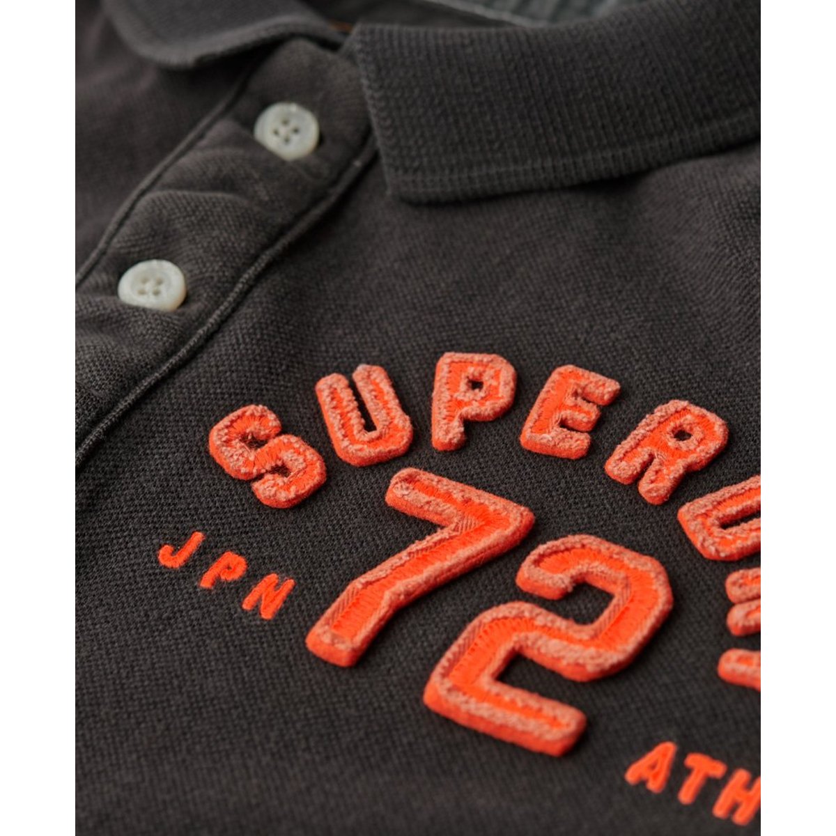 Polo Vintage Athletic noir délavé, SUPERDRY