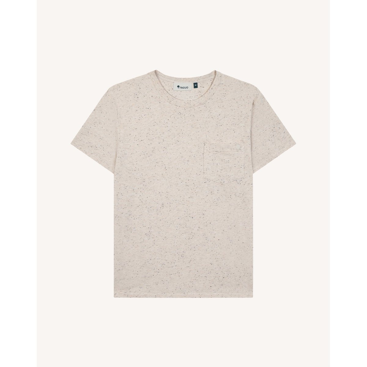 T-shirt en maille écru et bleu marine, FAGUO