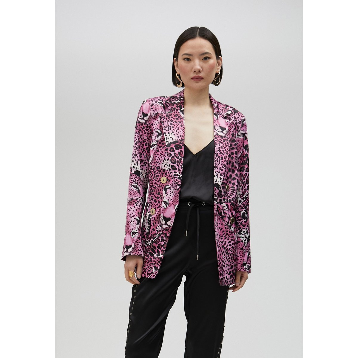 Blazer en satin imprimé léopard léopard, LOLA CASADEMUNT