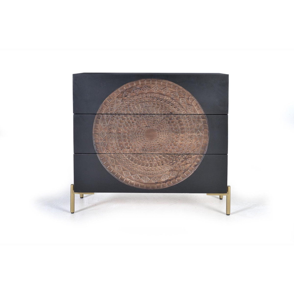 Commode 3 tiroirs - EBÉLINE noir, DECORATION D’AUTREFOIS
