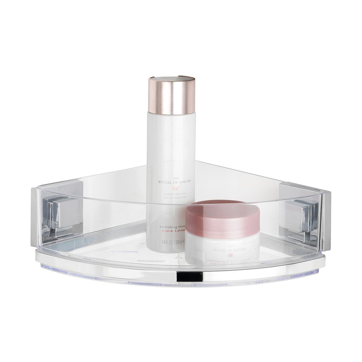 Etagère d'angle de douche sans perçage en acier inox QUADRO argent, WENKO