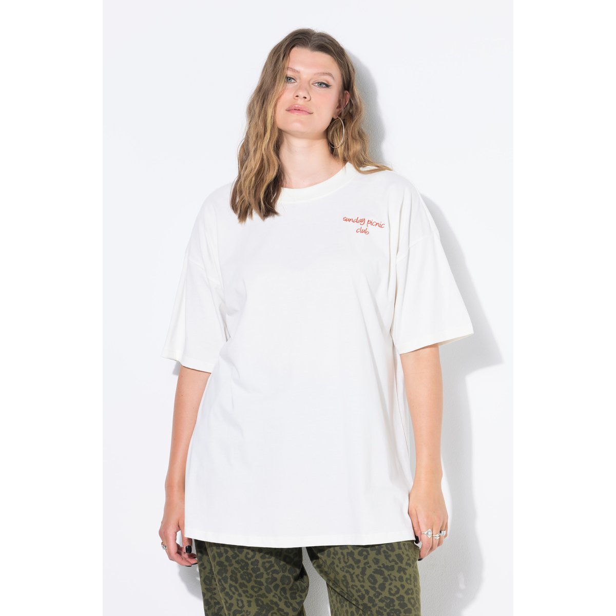 T-shirt oversize, imprimé Picnic dans le dos blanc cassé, STUDIO UNTOLD
